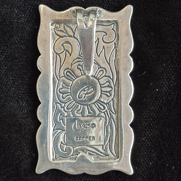 Carolyn Pollack EUC peach moonstone pendant in sterling silver & copper ☘️HP☘️ - Picture 3 of 4